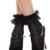 MUSIC LEGS Lolita Heart Net Ruffle Trim [Black] | ANKLE SOCKS^