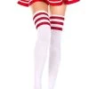 MUSIC LEGS Halloween Athletic Striped [White/Red] | THIGH HIGHS