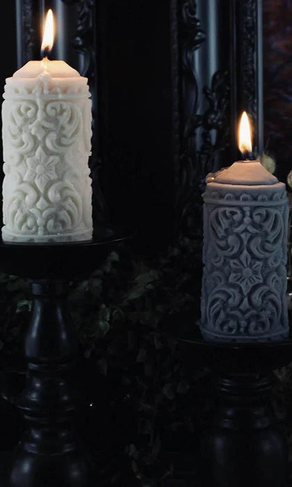 THE BLACKENED TEETH Gothic Homewares Mildred Gothic Pillar | CANDLE 1 THE BLACKENED TEETH Gothic Homewares Mildred Gothic Pillar | CANDLE